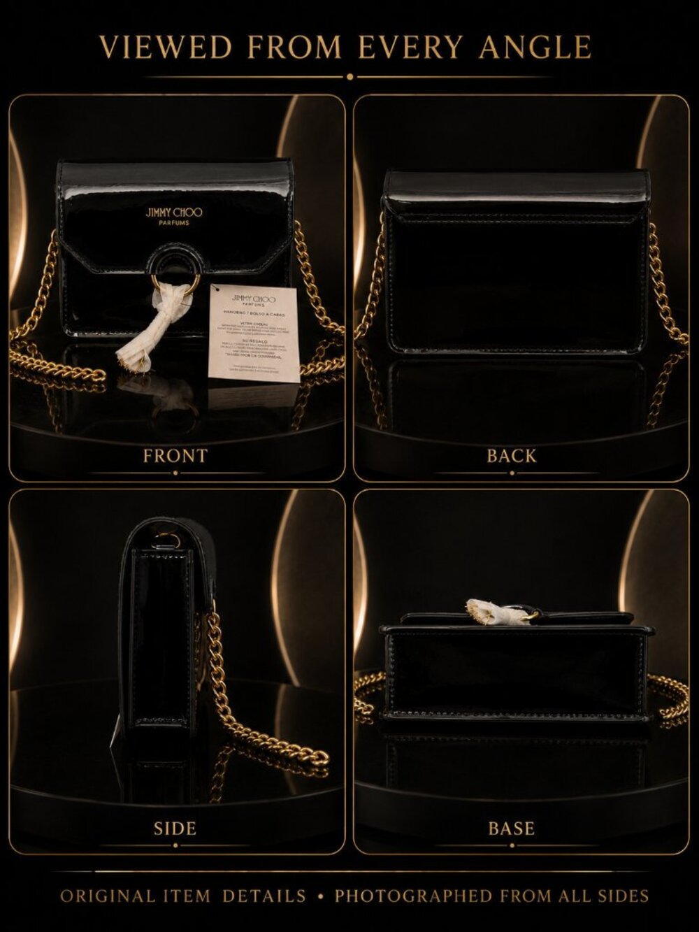 Jimmy Choo Parfums Black Patent-Look Chain Crossbody Bag NWT GWP - Picture 6 of 6